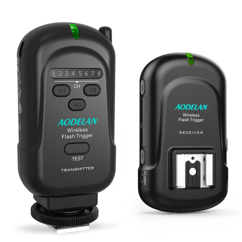AODELAN Wireless Flash Trigger 2.4 GHz with Transmitter and Receiver for Canon, for Nikon, for Panasonic, for Olympus, for Fuji, for Pentax, for Samsung,for Sony(Except Sony Flashes) - Image 1
